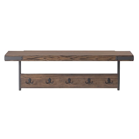 Alaterre Furniture Kyra 42" Oak and Metal Coat Hook with Shelf ANKY24RBG